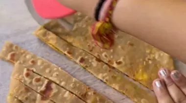 Crispy baked aloo paratha fries cut into strips 5